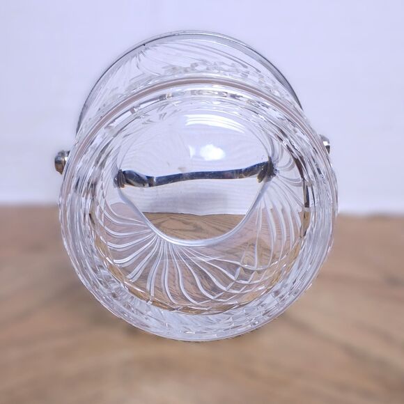 Vintage Cristal d'Arques Taille Cut Crystal Ice Bucket With Silver Tone Handle - Picture 6 of 7